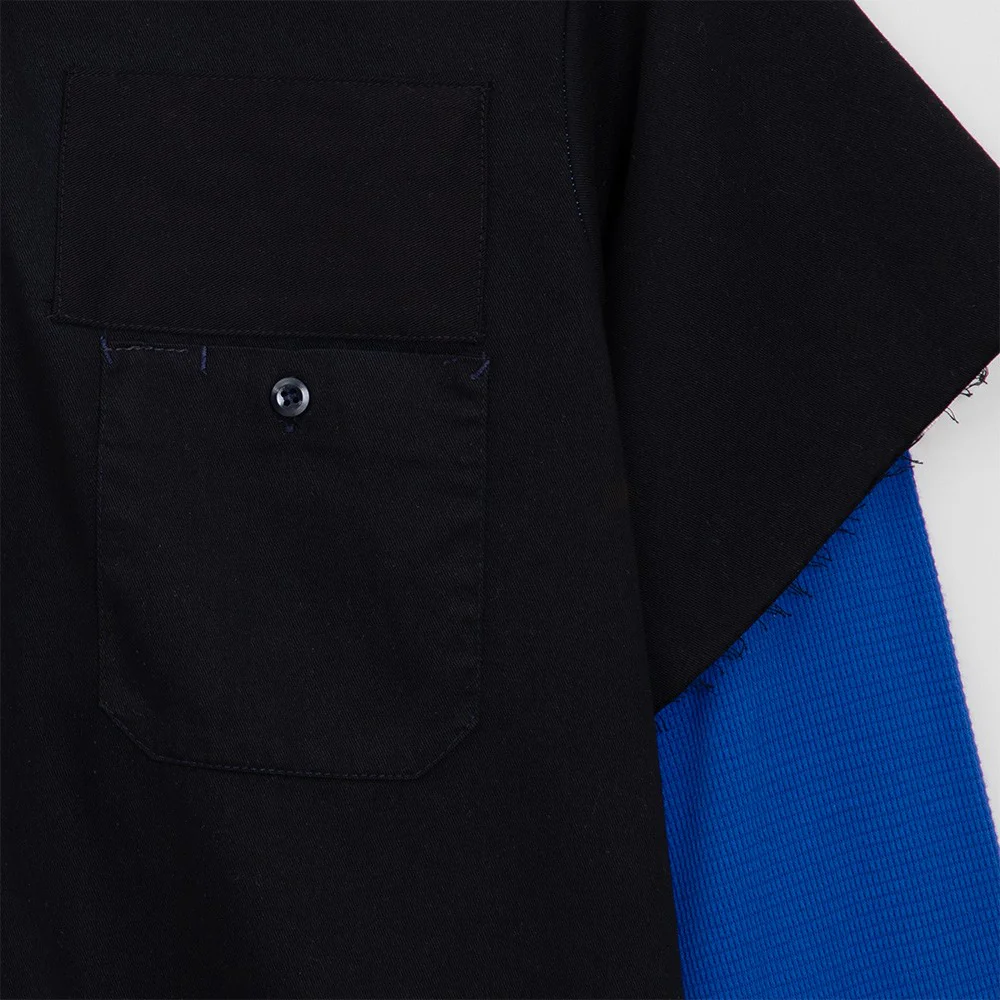 SUAY x Billie Eilish Black Blue Thermal Sleeve Work Shirt - Image 2