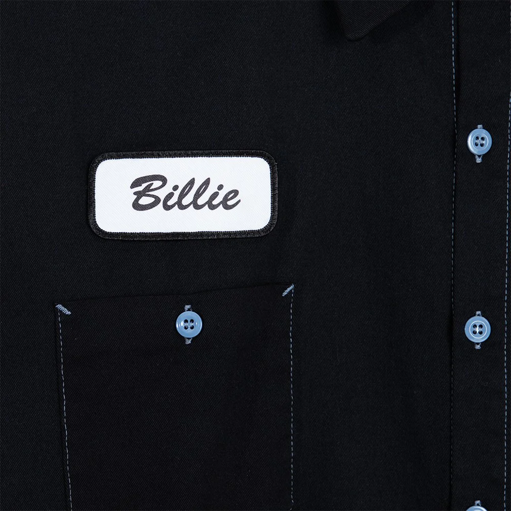 SUAY x Billie Eilish Black Blue Thermal Sleeve Work Shirt - Image 3