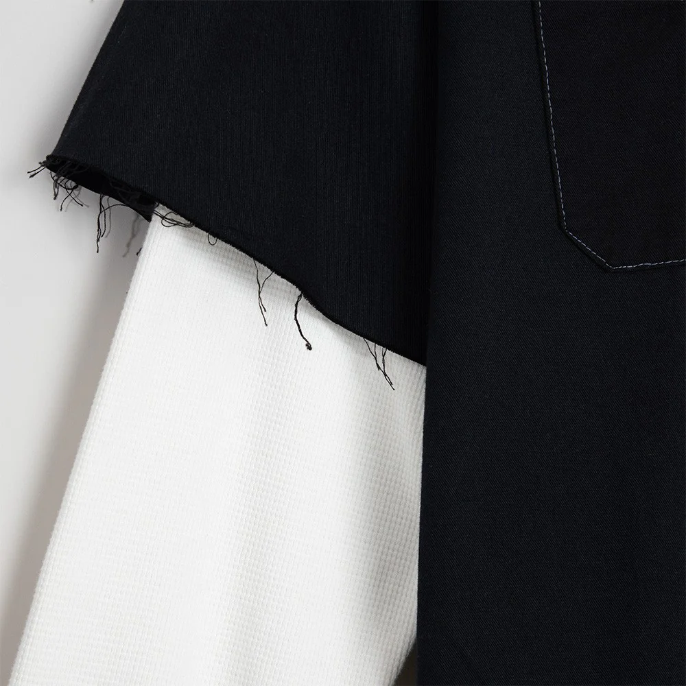 SUAY x Billie Eilish Black Blue Thermal Sleeve Work Shirt - Image 4