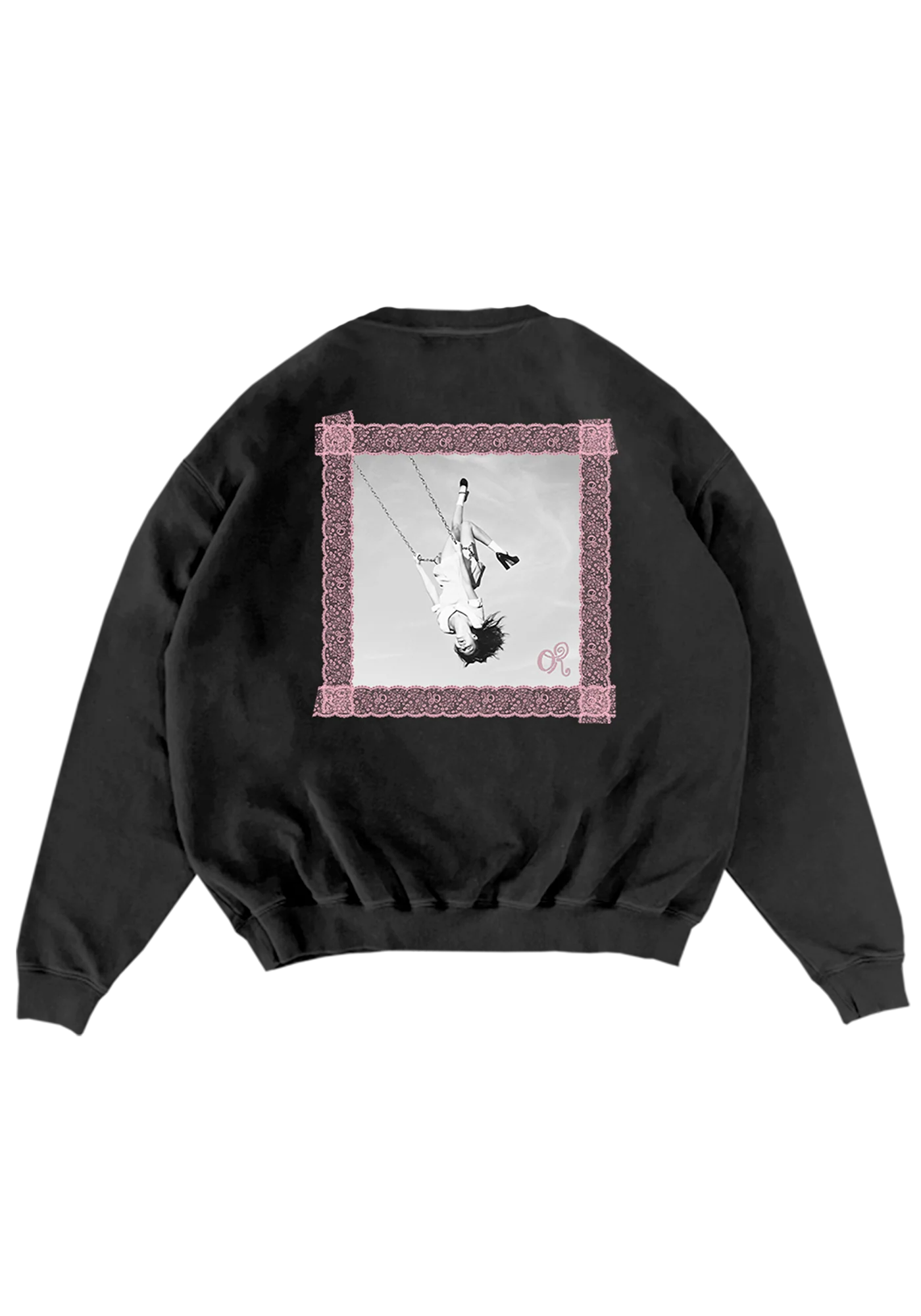 lace album cover embroidered crewneck