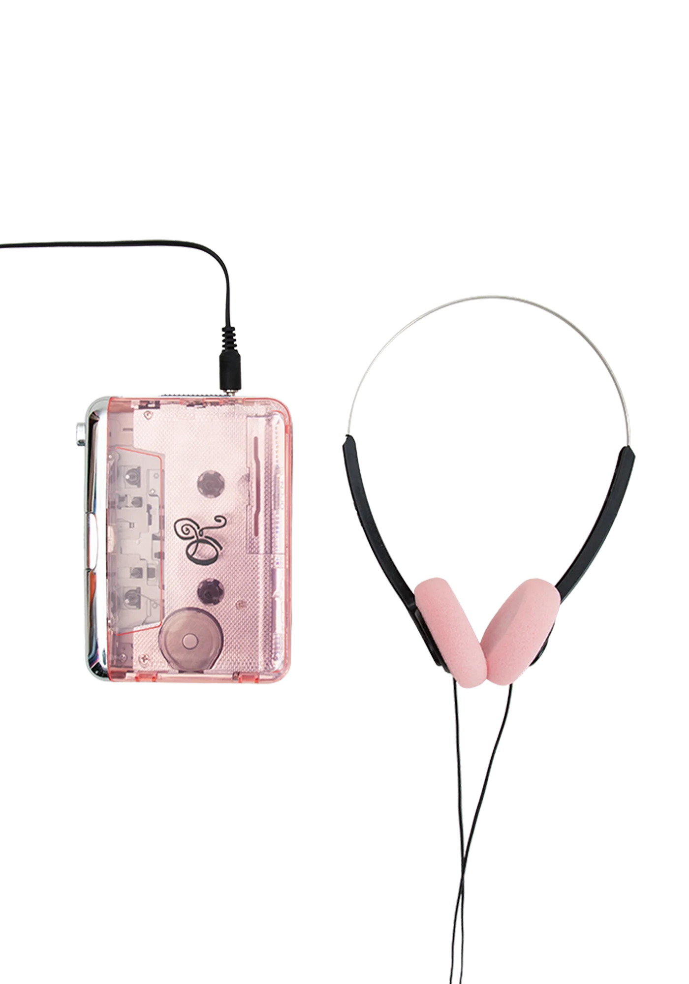 logo portable cassette player and headphones set